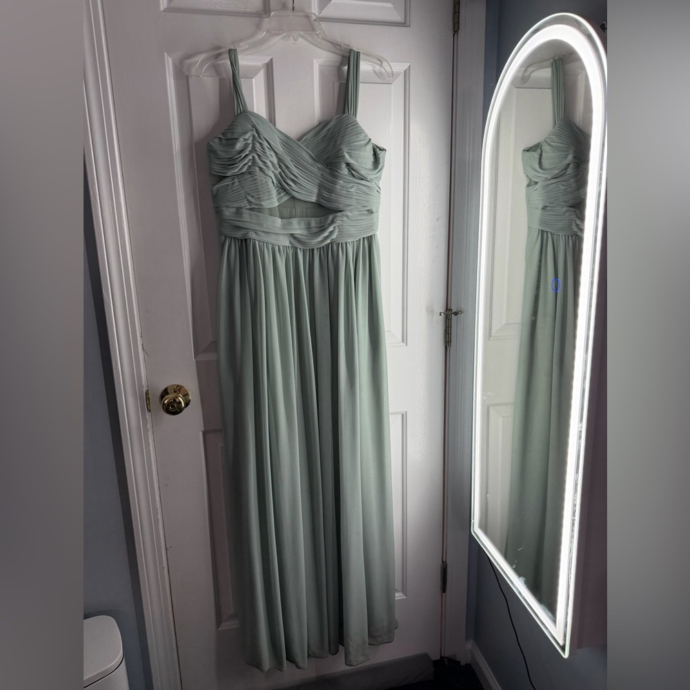 Birdy Grey Mint Green Ruched Chiffon Maxi Dress